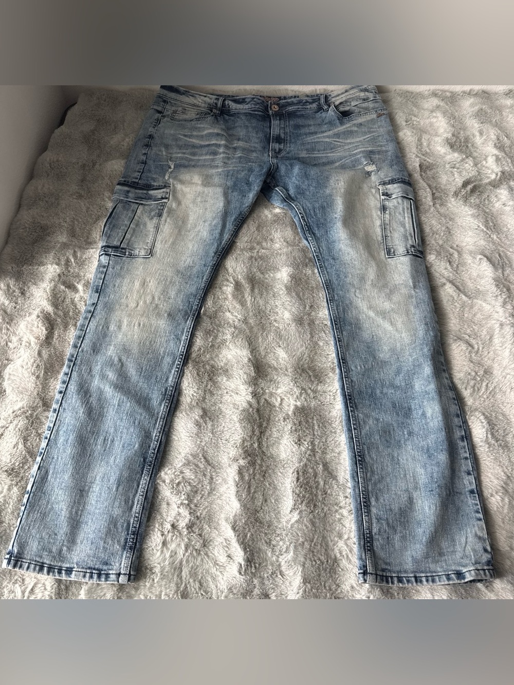 A.Tiziano Slim Straight Light Blue Men's Cargo Jeans-0402